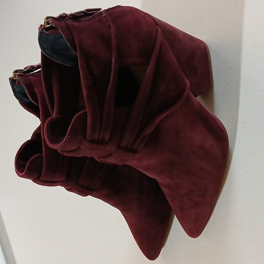 Splendid Womens 8.5 Suede Pointed Toe Burgundy Ankle Boots